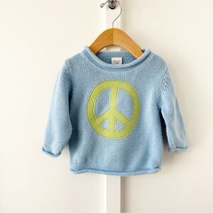 GARNET HILL blue rollneck peace sweater